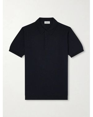 John Smedley Macloud Knitted Merino Wool Polo Shirt - Black
