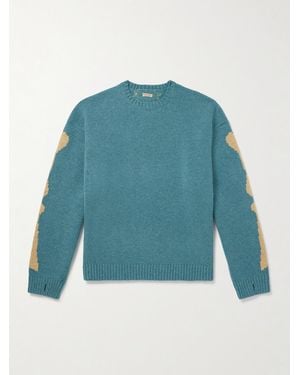 Kapital Oversized Intarsia Wool Sweater - Blue