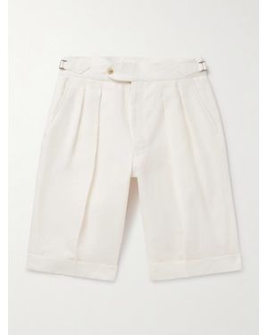 Richard James Straight-leg Pleated Linen Shorts - Natural