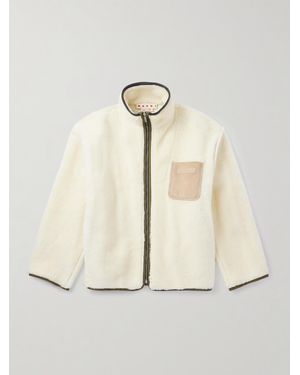 Marni Suede And Leather-trimmed Shearling Jacket - Natural