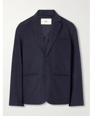 Folk Assembly Mélange Wool-Blend Suit Jacket - Blue