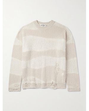 Our Legacy Popover Distressed Striped Cotton And Linen-blend Jumper - Natural