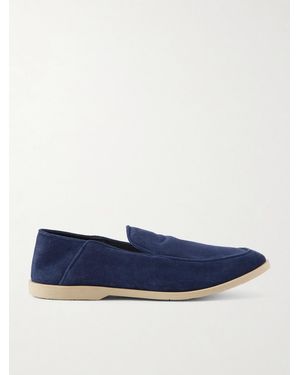 George Cleverley Mayfair Ii Collapsible-Heel Suede Loafers - Blue