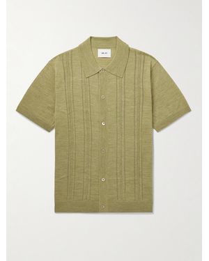 NN07 Thor 6584 Pointelle-Knit Wool-Blend Shirt - Green