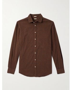 Massimo Alba Camicia Di Flanella Di Cotone A Quadri Canary - Marrone