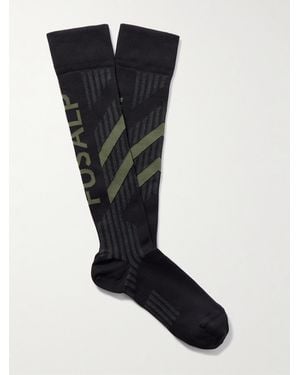 Fusalp Logo-Jacquard Tech-Mesh Ski Socks - Black