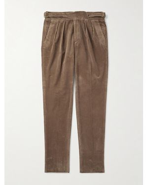 Rubinacci Manny Straight-Leg Pleated Cotton Trousers - Natural