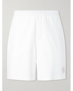 Brunello Cucinelli Straight-Leg Logo-Embroidered Cotton-Jersey Tennis Shorts - White