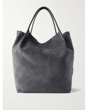 Loro Piana Bale Extra-Large Leather-Trimmed Full-Grain Nubuck Tote Bag - Grey