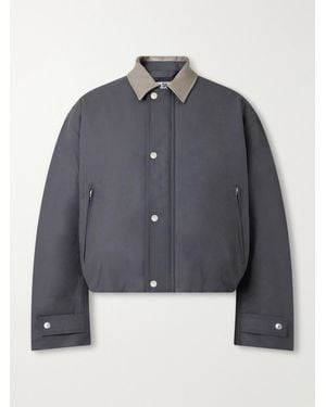 Acne Studios Opado Leather-Trimmed Cotton-Satin Blouson Jacket - Blue