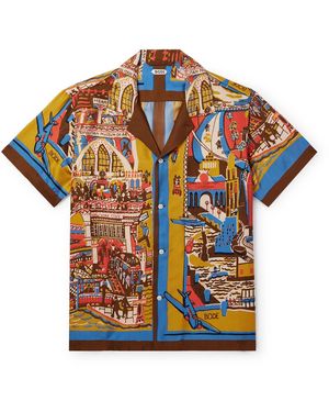 Bode Manhattan Island Camp-collar Printed Silk-satin Shirt - Multicolor