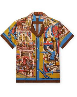 Bode Manhattan Island Camp-collar Printed Silk-satin Shirt - Multicolor