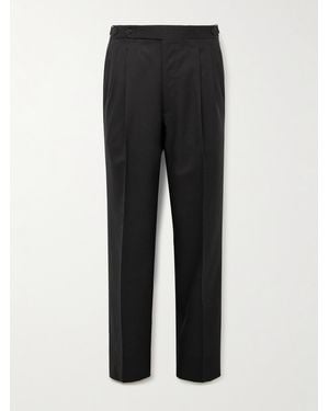 STÒFFA Straight-Leg Pleated Wool Trousers - Black