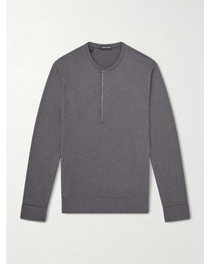 Tom Ford Slim-Fit Cashmere, Wool And Silk-Blend Sweatshirt - Grey