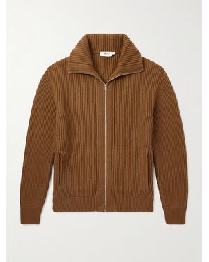 Altea Ribbed Wool Zip-Up Cardigan - Brown