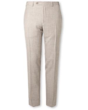 Canali Wool, Silk And Linen-Blend Suit Pants - Natural