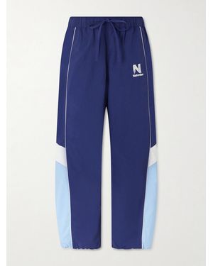 NAHMIAS Straight-Leg Logo-Embroidered Nylon Trousers - Blue