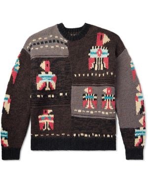 Kapital Jacquard-Knit Wool Sweater - Black