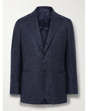 J. Mueser Slim-Fit Linen, Virgin Wool And Silk-Blend Blazer - Blue