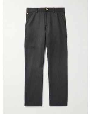 Versace Straight-Leg Wool-Mouliné Trouser - Grey