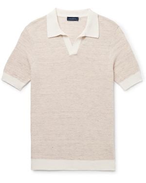 Thom Sweeney Slim-Fit Birdseye Cotton And Linen-Blend Polo Shirt - White