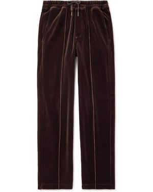 Tom Ford Straight-Leg Cotton-Blend Velour Track Pants - Purple