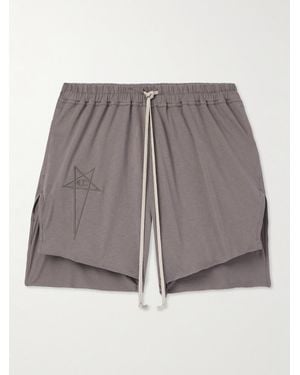 Rick Owens Champion Dolphin Logo-Embroidered Organic Cotton-Jersey Shorts - Grey