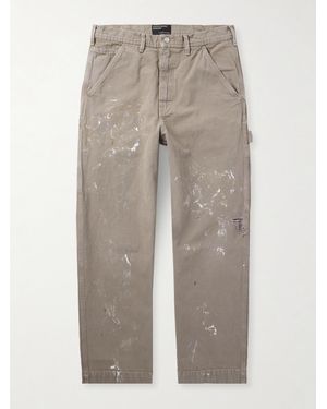Enfants Riches Deprimes Double Knee Painter Wide-Leg Distressed Cotton-Canvas Trousers - Natural