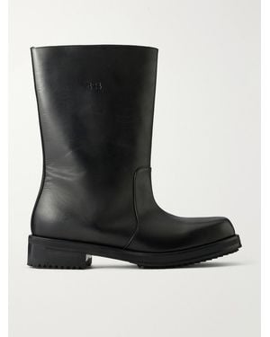 424 Straight Leather Biker Boots - Black