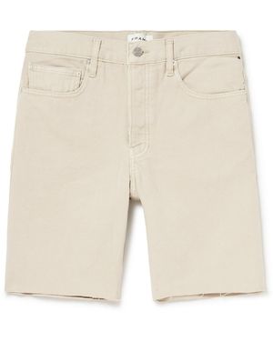 FRAME Distressed Straight-Leg Cotton-Canvas Shorts - Natural