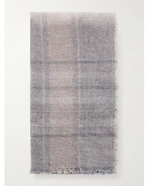 Johnstons of Elgin Kerrera Checked Cashmere Scarf - Grey