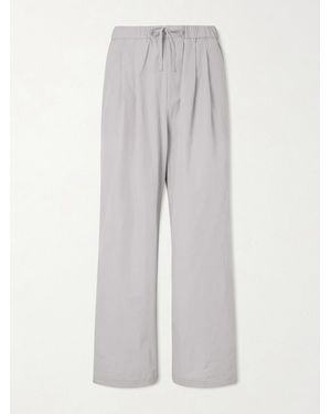 Amomento Drawstring Straight-Leg Woven Trousers - Grey
