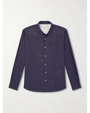 Officine Generale Benoit Checked Cotton-Blend Voile Shirt - Blau