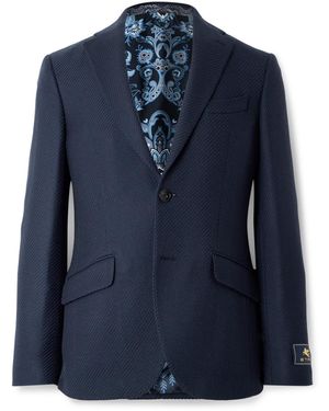 Etro Roma Basketweave Wool Blazer - Blue