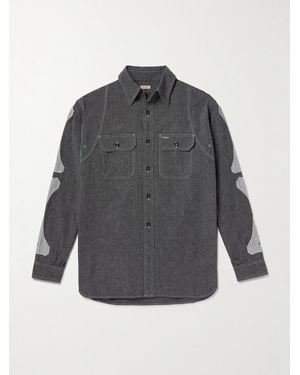 Kapital Appliquéd Panelled Cotton Shirt - Grey