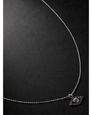Sydney Evan Evil Eye Rhodium-Plated Diamond Pendant Necklace - Black