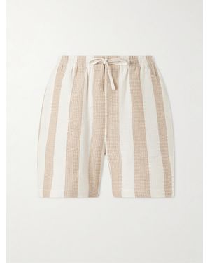 Kardo Olbia Straight-Leg Striped Cotton Drawstring Shorts - Natural