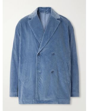 Casey Casey Double-Breasted Cotton-Corduroy Blazer - Blue