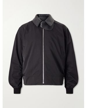 Bottega Veneta Intrecciato Leather-trimmed Twill Blouson Jacket - Black