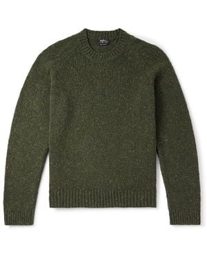 A.P.C. Harris Flecked Merino Wool Sweater - Green