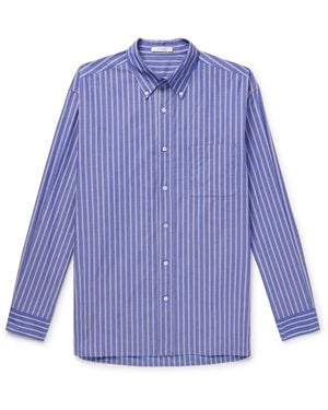 The Row Bresson Button-Down Collar Striped Cotton-Poplin Shirt - Purple