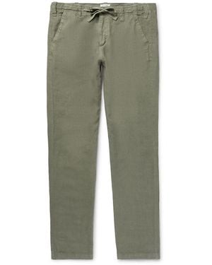 Hartford Troy Slim-Fit Linen-Chambray Drawstring Pants - Green