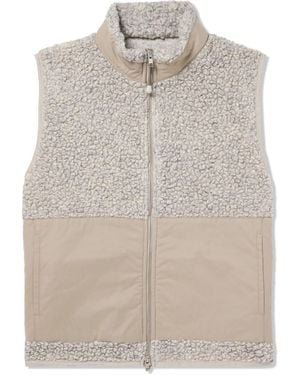 Folk Signal Shell-Trimmed Cotton-Fleece Gilet - Natural