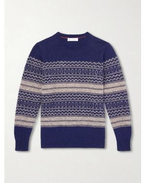 Brunello Cucinelli Fair Isle Brushed-Knit Alpaca-Blend Jumper - Blue