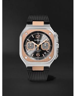 Bell & Ross Br 05 Automatic Chronograph 42Mm 18-Karat Rose, Stainless Steel And Rubber Watch, Ref. No. Br05C-Rth-Stpg/Srb - Black