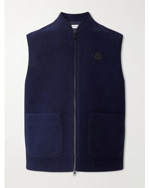 Moncler Logo-Appliquéd Wool-Fleece Gilet - Blue