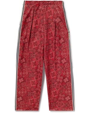 Kapital Wide-Leg Striped Webbing-Trimmed Bandana-Print Tech-Jersey Track Pants - Red