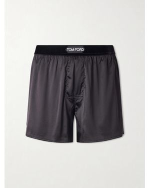 Tom Ford Silk-Blend Satin Boxer Briefs - Blue
