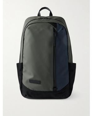 master-piece Slick Logo-appliquéd Leather And Cordura® Ballistic Nylon Backpack - Grey