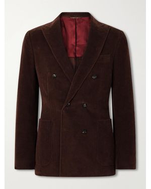 Canali Double-Breasted Cotton-Corduroy Blazer - Brown
